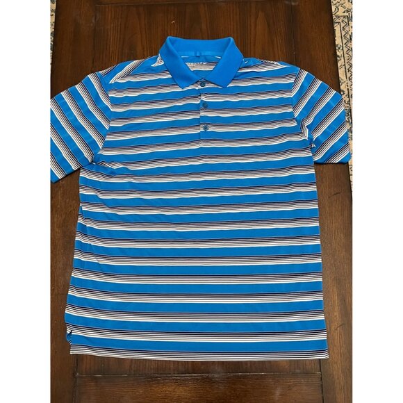 Nike Other - Nike Golf Standard Fit Striped Polo Shirt Blue White Mens Medium Dri-Fit Active